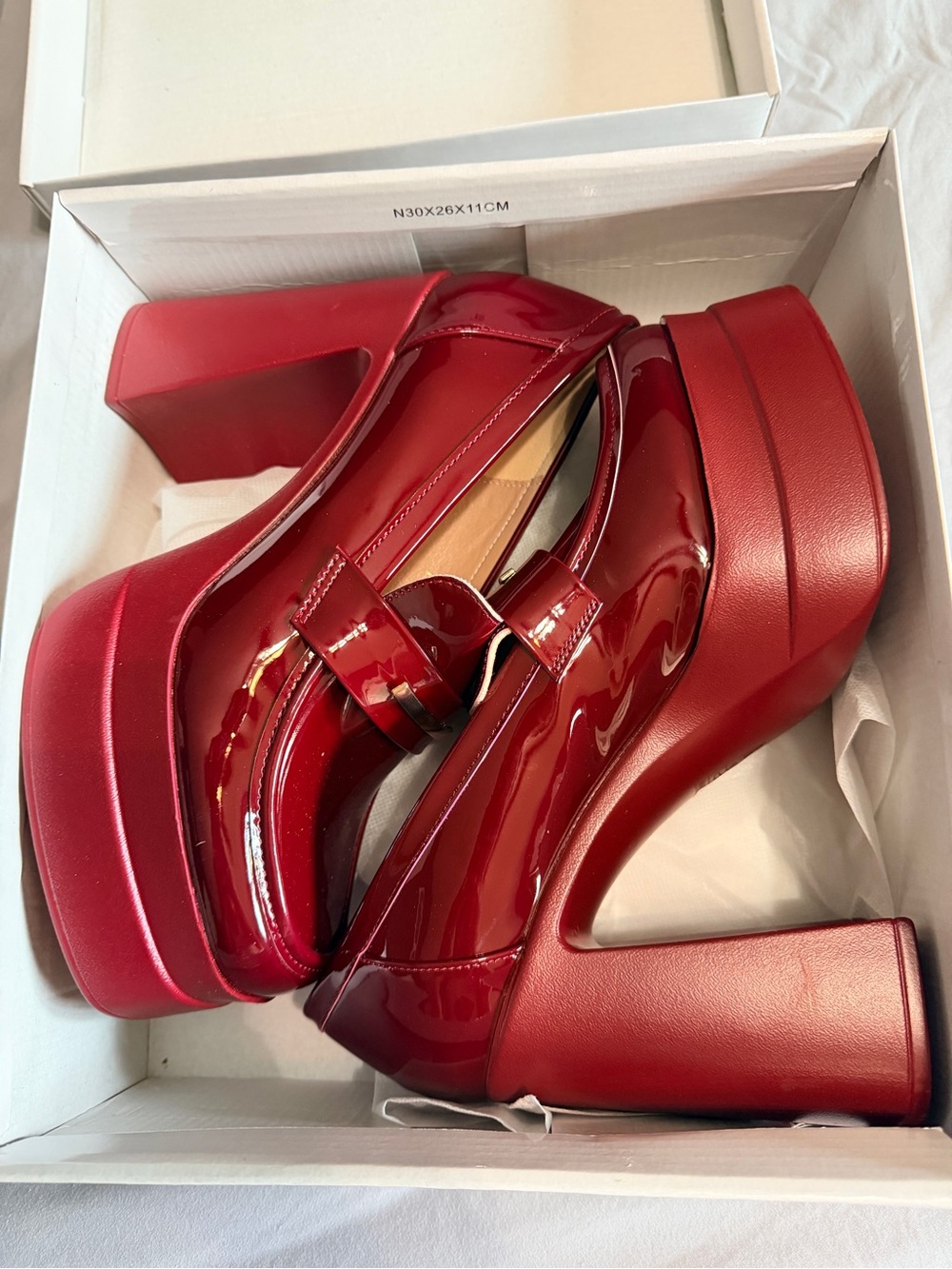 Women's Red Platform Mary Jane Heels